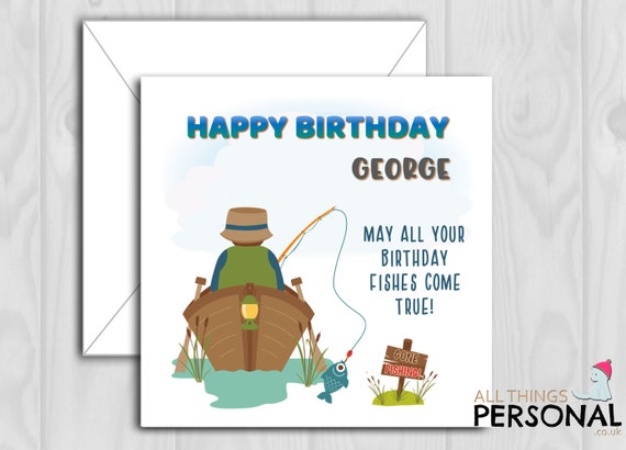 Personalised Fishing Birthday Card for Grandad Son Dad Uncle | Etsy