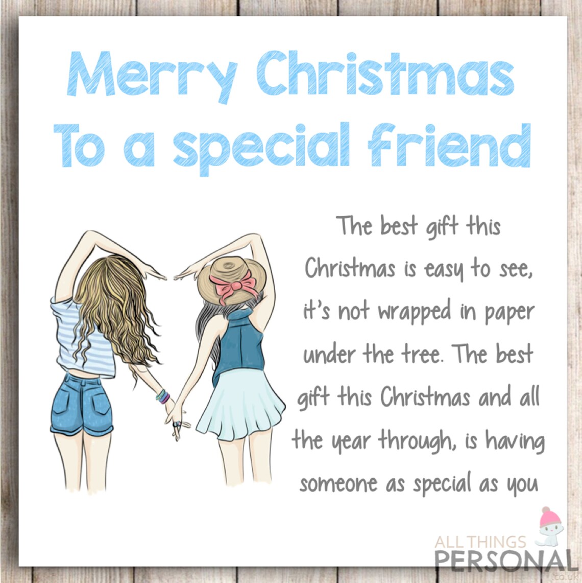 Best Friends Christmas Card Handmade Best Friend Christmas - Etsy UK
