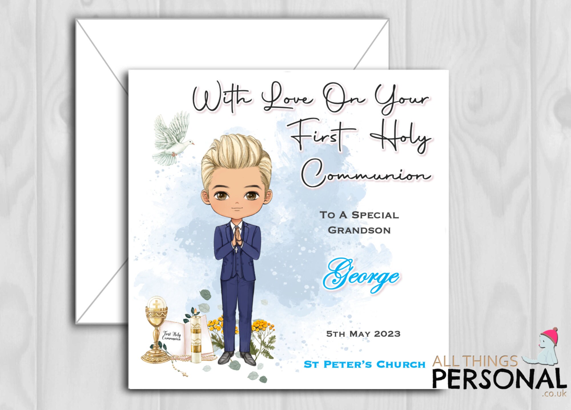 Personalised Boys First Holy Communion Card For Son Grandson - Ireland - View #11