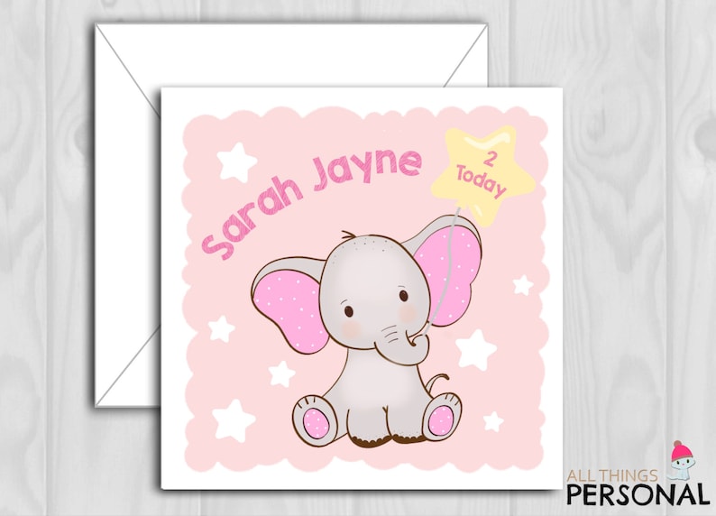 Personalised Birthday Card First 1st 2nd Daughter Granddaughter Niece Elephant