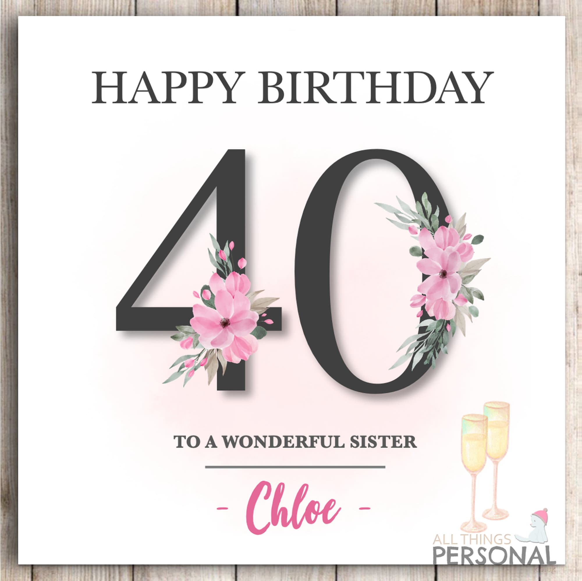 Old English Co. 40th Birthday Card For Women - Special Gold Foil Birthday Cake Card Design - Birthday Card For Daughter, Sister, Aunty, Friend | Blank Inside With Envelope: Greeting Cards - View #10