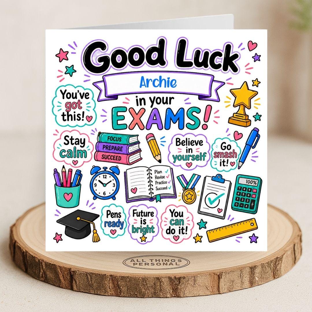 Personalised Good Luck in Your Exams Card Good Luck in Your GCSE Exams ...