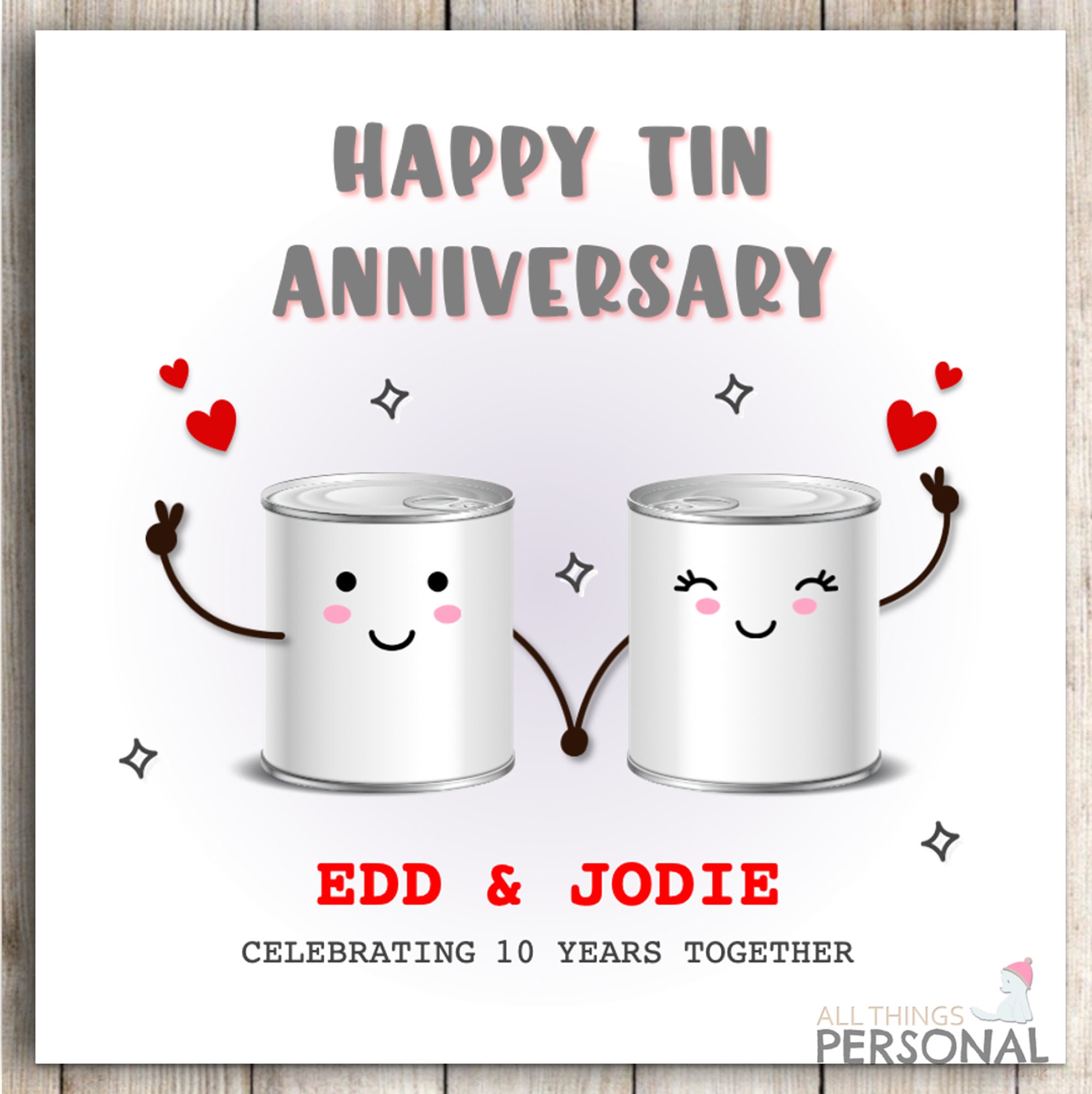 Tenth Anniversary Card for Husband Wife Boyfriend Girlfriend Fiance ...