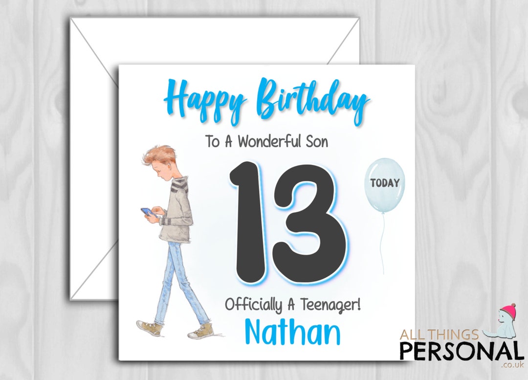 Personalised 13th Birthday Card Officially A Teenager for Son Grandson Nephew Brother Godson
