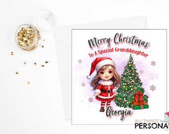 Personalised Baby Girl's 1st Christmas Card, Daughter, Granddaughter, Niece, Goddaughter, Great Granddaughter - Creative Handmade Cards