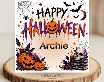 Personalised Halloween Card for Son Daughter Grandson Granddaughter Niece Nephew Friend Teens Spooky Halloween Childrens Party