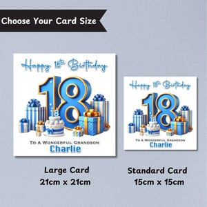 Personalised Blue 18th Birthday Card Boys Officially Adult Son Brother Nephew Grandson Eighteen Eighteenth Birthday Boy Mens Card image 2