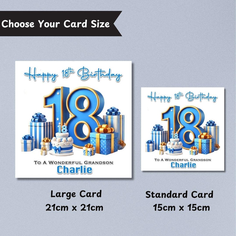 Personalised Blue 18th Birthday Card Boys Officially Adult Son Brother Nephew Grandson Eighteen Eighteenth Birthday Boy Mens Card image 2
