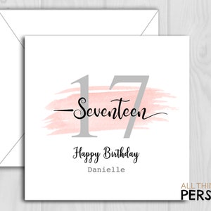 Personalised 17th Birthday Card for Daughter Granddaughter Niece Sister Goddaughter Wife Girlfriend Auntie Mum Girls Female Card for Her