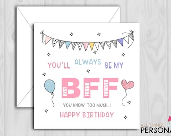 Best Friends Birthday Card Handmade Best Friend Birthday | Etsy