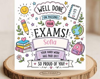 Personalised Passed Your Exams Card SATS Tests A-Levels GCSEs Congratulations Well Done Card You did it!