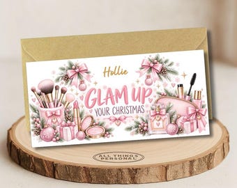 Christmas Money Wallet Card, Make-up Personalised Custom Gift Card Holder or Voucher Envelope - Glamour Design Card Festive Treat