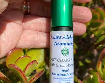 Heart Chakra Essential Oil Blend — Pure Essential Oils w/Green Aventurine Crystals