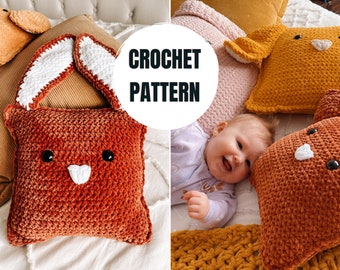Crochet Bunny Pillow || Mini size || Pattern ONLY || PDF Download || Easter Kids Decor || Children Pillow