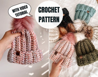 Costa Beanie | Chunky Hat | Crochet Pattern | Instant Download PDF | All Sizes Included | Beginner-Friendly Crochet Pattern + VIDEO tutorial