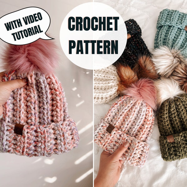 Costa Beanie | Chunky Hat | Crochet Pattern | Instant Download PDF | All Sizes Included | Beginner-Friendly Crochet Pattern + VIDEO tutorial