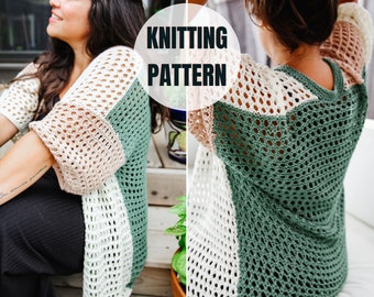 Cárdigan del 13 de julio / Patrón de punto / Cárdigan de verano de punto / Tallas XS a 4XL / Patrón de cárdigan con talla incluida / Descarga instantánea