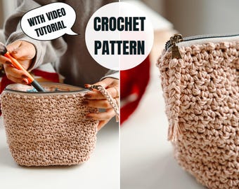 Nollie Bag | Crochet Pouch Pattern With Video Tutorial | Zipper OR Buttons | With Lining
