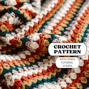 70er Jahre Überwurf | Häkeldecke Muster | Mit Video Tutorial | Anfängerfreundliches Häkelmuster | Einfaches Wurfmuster | Digitaler Download