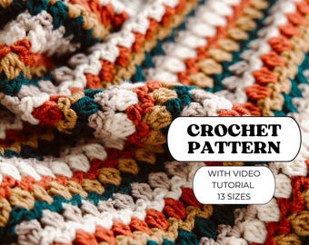 70s Throw | Crochet Blanket Pattern | With Video Tutorial | Crochet Beginner-Friendly Pattern | Easy Throw Pattern | Digital Download