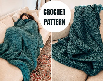 Super Chunky Crochet Blanket Pattern || Instant PDF Download || Make it in 6 hours throw || 13 sizes included | Beginner-friendly Pattern