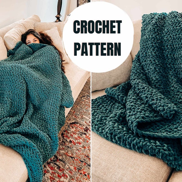 Super Chunky Crochet Blanket Pattern || Instant PDF Download || Make it in 6 hours throw || 13 sizes included | Beginner-friendly Pattern