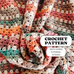 Crochet Blanket Pattern || Primavera Blanket 14 sizes || Easy Crochet Blanket Pattern for Beginners || Granny Stripes Throw