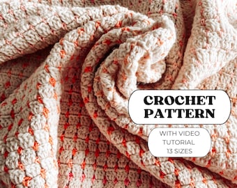 Cloud Blanket | Crochet Pattern | Beginner-friendly | Instant Download PDF | 13 Sizes Crochet Blanket | Video tutorial included