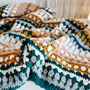 Riverbed Blanket Crochet Pattern Video tutorial included 14 sizes PDF Instant Download Crochet Throw Pattern for Beginners image 5