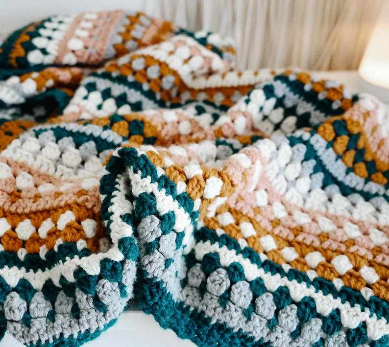 Riverbed Blanket Crochet Pattern Video tutorial included 14 sizes PDF Instant Download Crochet Throw Pattern for Beginners image 5