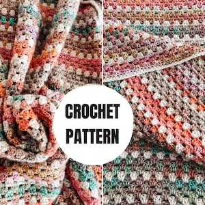 Patrón de Manta a Ganchillo // Manta Primavera 14 tamaños // Patrón de Manta a Crochet Fácil para Principiantes // Tiro de Rayas de Abuela