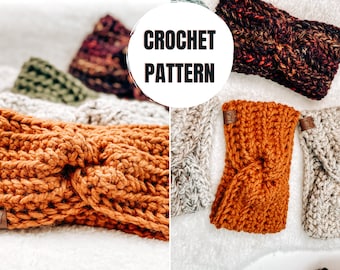 Lola Headband || Beginner-friendly Crochet PATTERN || Instant Download PDF || Super Bulky Earwarmer Pattern