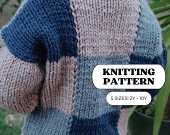 Big Patchwork Cardigan Junior | Knitting Pattern | Kids Cardigan Pattern | Download PDF Pattern | Sizes 2Y to 10Y