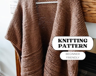 Alpine Cape Knitting Pattern | Easy Beginner-Friendly | Chunky Knit Poncho/Ruana  | PDF Download