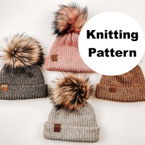 The Maple Beanie, Knitting Pattern, All sizes included, NO knitting machine required, PDF instant download