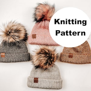 The Maple Beanie, Knitting Pattern, All sizes included, NO knitting machine required, PDF instant download