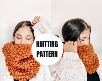Super Chunky Neck warmer || Knitting Pattern || Instant Download PDF || Super Bulky Cowl || Make it in 1 hour