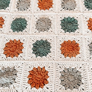 Granny Square Blanket Winter Blossom Crochet Pattern Video Tutorial Diagram 4 Sizes Instant download image 6