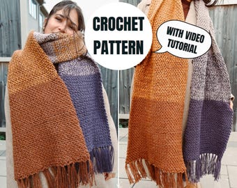 Winterwish Blanket Scarf Pattern | Crochet Scarf Pattern | Video Tutorial Included | Instant Download PDF | Beginner-Friendly Crochet Scarf