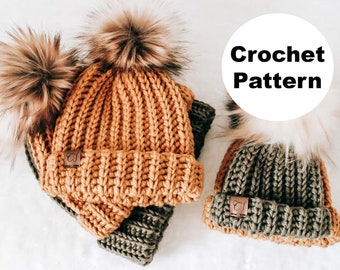 The Andes Beanie, Crochet Pattern, Instant Download, PDF Pattern, All sizes included, Beginner Friendly Hat