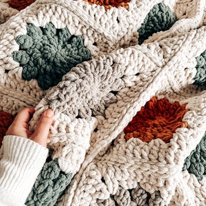 Granny Square Blanket Winter Blossom Crochet Pattern Video Tutorial Diagram 4 Sizes Instant download image 5