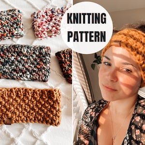 Easy Knit Headband Beginner-friendly Pattern video Chunky Knitting Head wrap DIGITAL DOWNLOAD PDF Pattern with all sizes included image 1