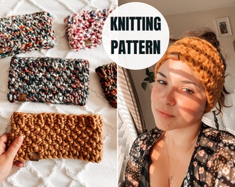 Easy Knit Headband | Beginner-friendly Pattern + video | Chunky Knitting Head wrap | DIGITAL DOWNLOAD | PDF Pattern with all sizes included