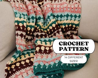 Riverbed Blanket Bulky Version | Crochet Pattern For Beginners | Easy Blanket Pattern | Video Tutorial | 14 Sizes
