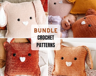 Almohada de conejito de ganchillo // PAQUETE 3 tamaños // Patrón SOLAMENTE // Descarga PDF // Decoración de Pascua para niños // Almohada para niños