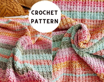 Crochet Blanket Pattern | Instant download | Beginner-Friendly Throw Pattern | Easy to print PDF | Baby Blanket With Video Tutorial