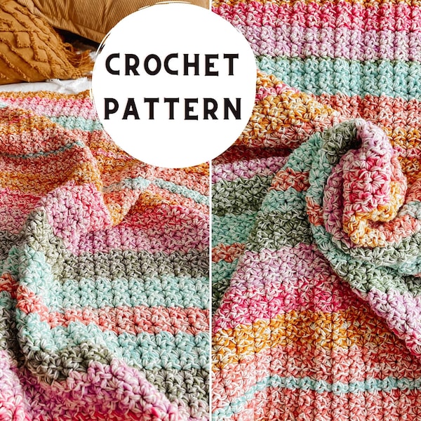 Crochet Blanket Pattern | Instant download | Beginner-Friendly Throw Pattern | Easy to print PDF | Baby Blanket With Video Tutorial
