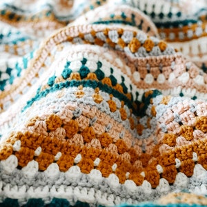 Riverbed Blanket Crochet Pattern Video tutorial included 14 sizes PDF Instant Download Crochet Throw Pattern for Beginners image 3