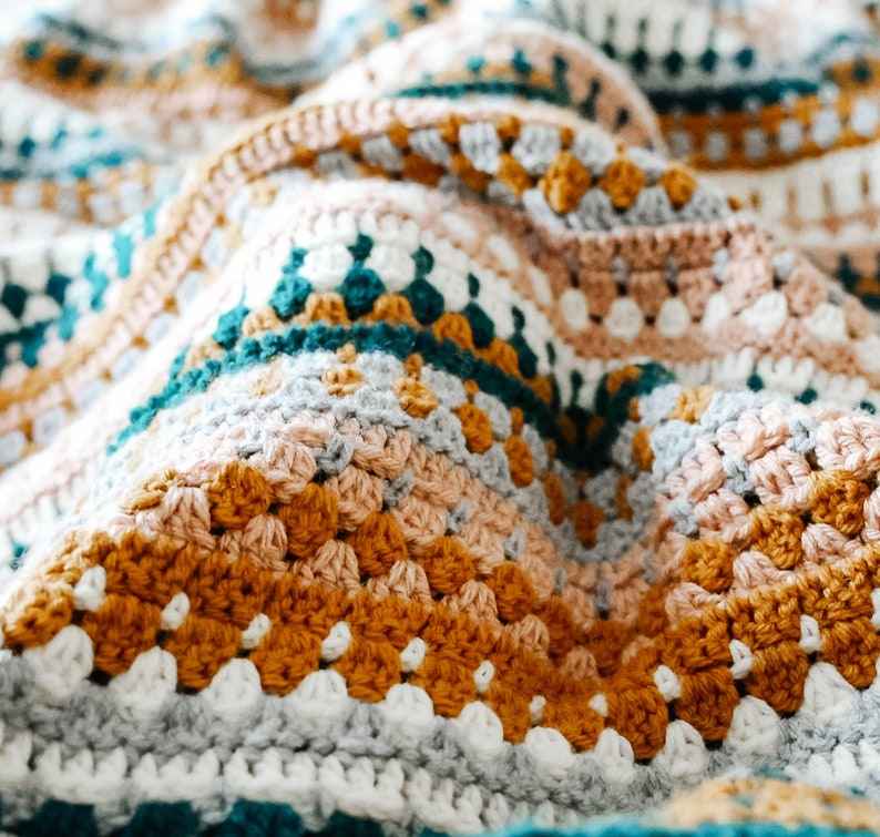 Riverbed Blanket Crochet Pattern Video tutorial included 14 sizes PDF Instant Download Crochet Throw Pattern for Beginners image 3