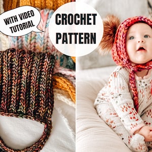 Paine Bonnet | Crochet Pattern | Instant Download | 3 Yarn weights | 4 Sizes | Chunky Baby/Kids Bonnet Pattern | Video Included | Beginner